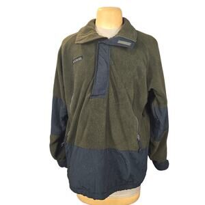 Vtg 90s Columbia Fleece Anorak Men S/M Green Half Zip Pullover‎ Nylon Omni-Tech